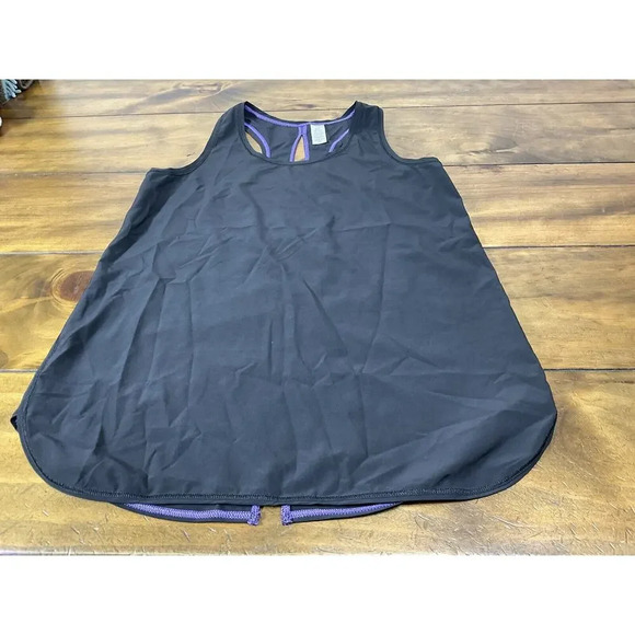 Ivivva by Lululemon Girl’s Cut Out Design Tank Top Size 14 Black Purple - Picture 1 of 7